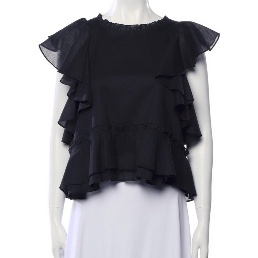 A Piece Apart Black Ruffle Top